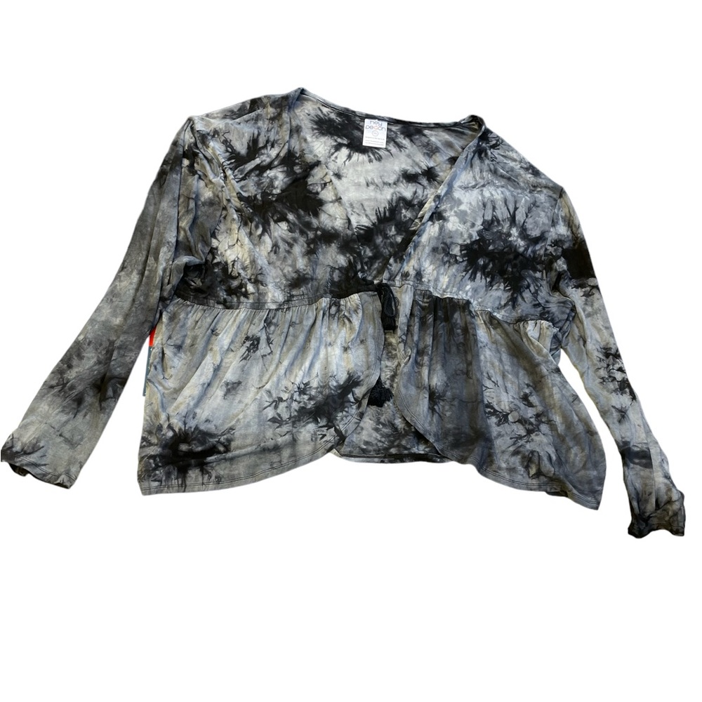 Hey Peach Lightweight Abstract Print Elastic Waist Long Sleeve Cardigan 5XL - Picture 5 of 7